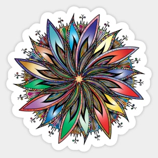 Multicolored mandala. Red, blue, yellow, green, all colors of the rainbow. Uplifting. Sticker